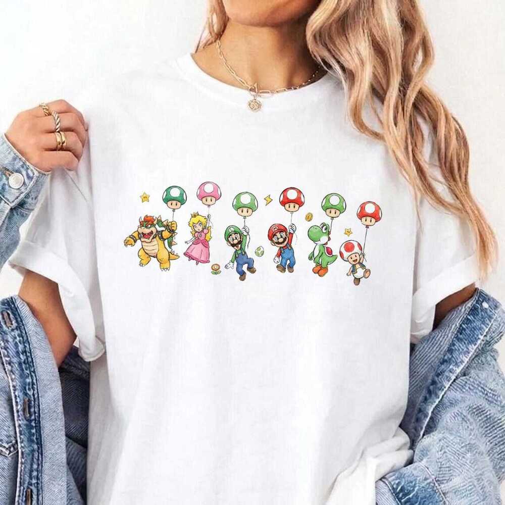 Super Mario Group Characters Balloon T Shirt